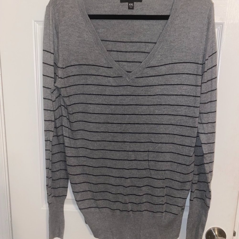 Lightweight sweater- striped- V Neck